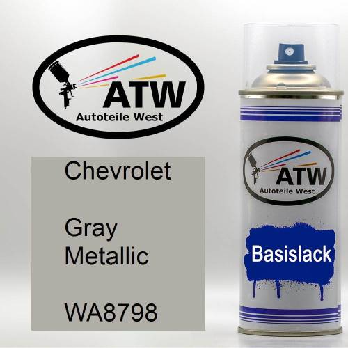 Chevrolet, Gray Metallic, WA8798: 400ml Sprühdose, von ATW Autoteile West.